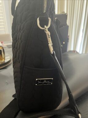 Vera Bradley Black Quilted Nylon Shoulder Bag with Silver Hardware